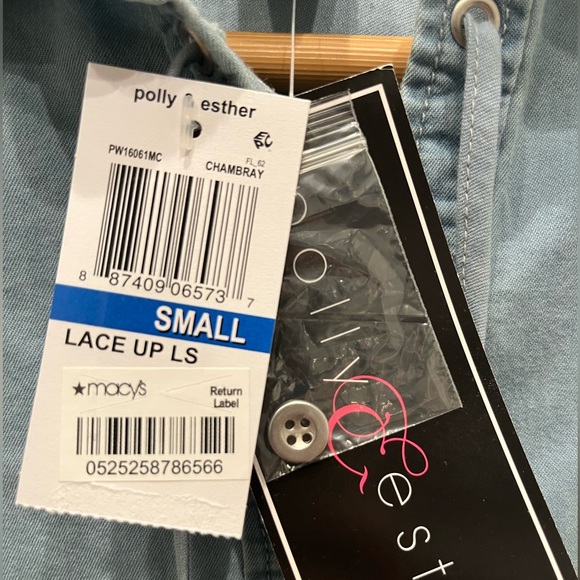 Polly & Esther Denim Lace-up Top - Picture 2 of 4